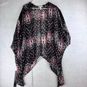 Just Be... Cardigan Shawl Women's 1X Boho Hippi Geometric Motif Multicolor